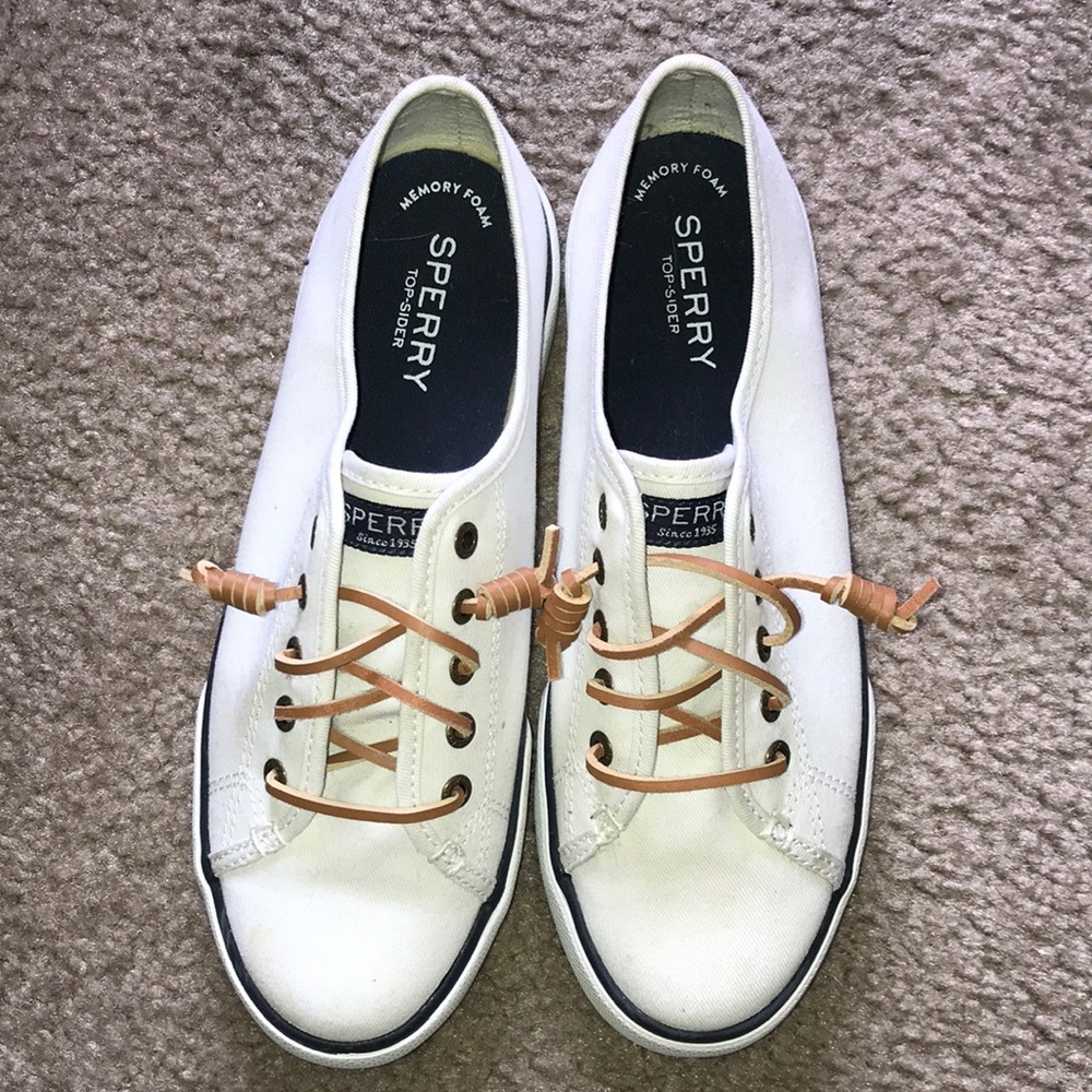 SPERRY Top-Sider White Size 7m - WORN ONCE!